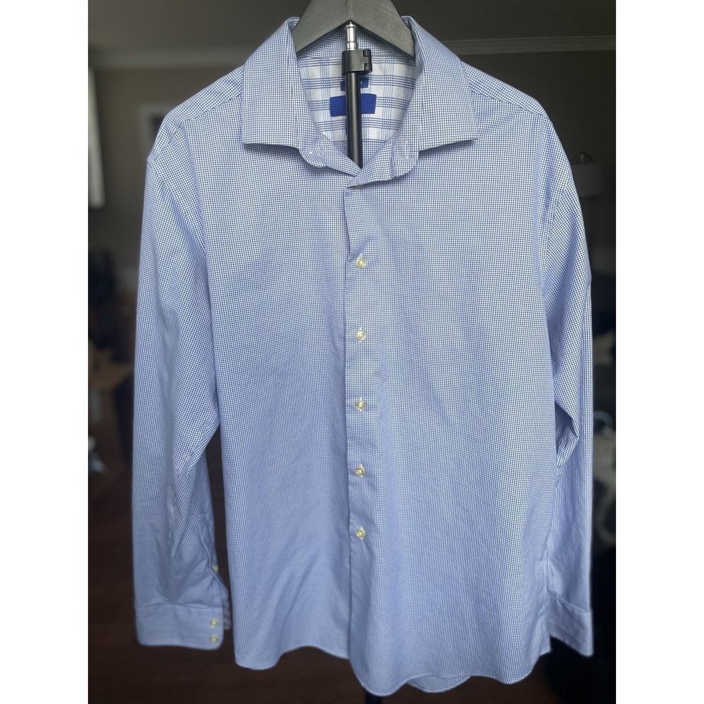 Egara Men's XL Dress Shirt 18 Non-Iron Blue Long‎ Sleeve Button Down